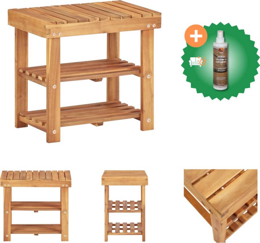 VidaXL Schoenenrek 50x32x45 cm massief acaciahout Schoenenkast Inclusief Houtreiniger en verfrisser