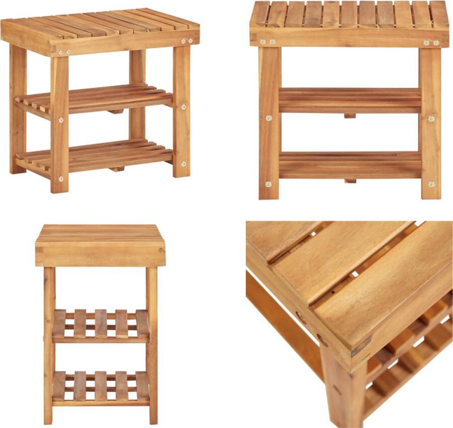 VidaXL Schoenenrek 50x32x45 cm massief acaciahout Schoenenrek Schoenenrekken Schoenenplank Schoenenplanken - Foto 2