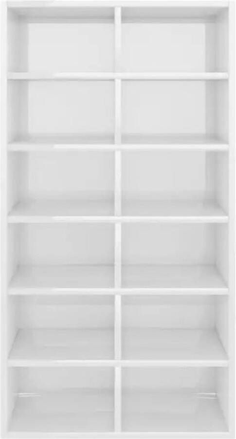 VidaXL -Schoenenrek-54x34x100 5-cm-bewerkt-hout-hoogglans-wit - Foto 3