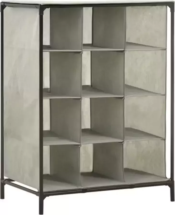VidaXL Schoenenrek 55x36x76 cm nonwoven stof en staal grijs - Foto 2