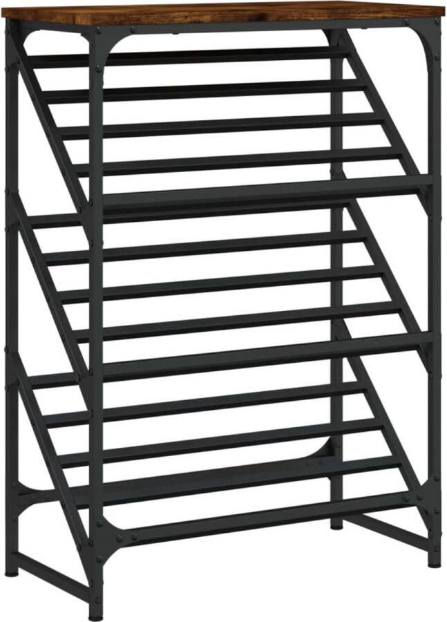 VidaXL -Schoenenrek-60x30x85-cm-bewerkt-hout-gerookt-eikenkleurig
