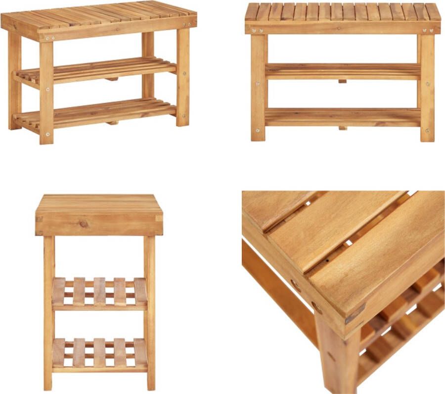 VidaXL Schoenenrek 70x32x46 cm massief acaciahout Schoenenrek Schoenenrekken Schoenenplank Schoenenplanken