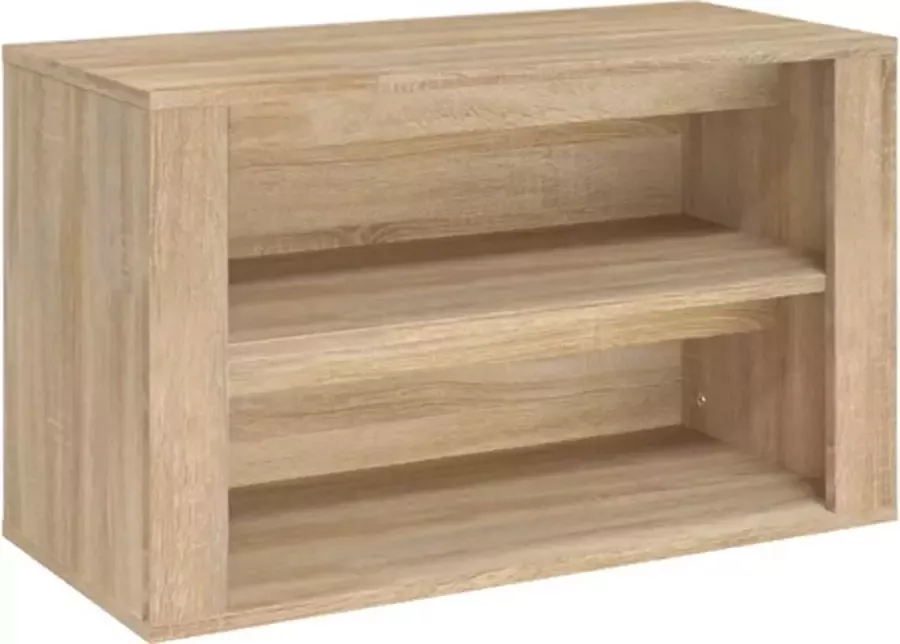VidaXL -Schoenenrek-75x35x45-cm-bewerkt-hout-sonoma-eikenkleurig - Foto 2