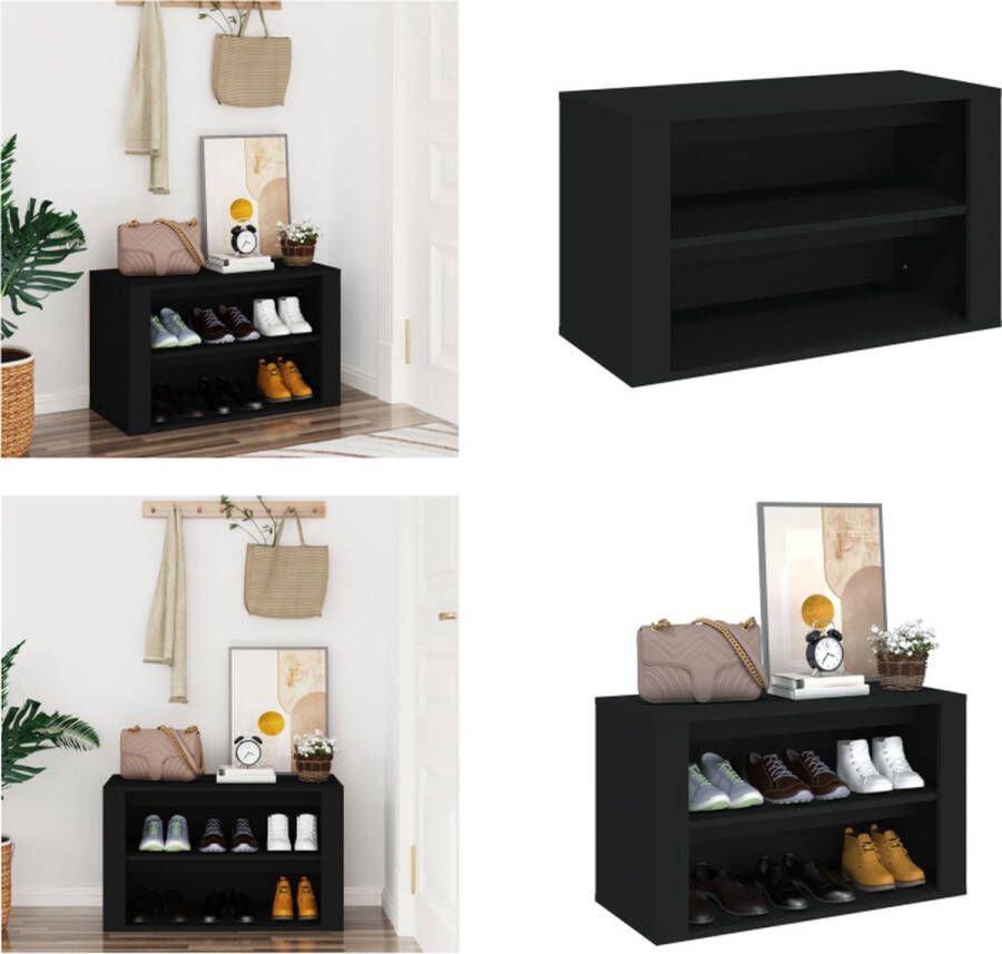 VidaXL Schoenenrek 75x35x45 cm bewerkt hout zwart Schoenenrek Schoenenrekken Opbergrek Voor Schoenen Schoenenstellage