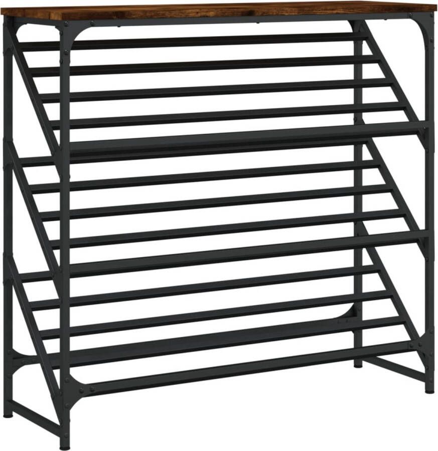 VidaXL -Schoenenrek-90x30x85-cm-bewerkt-hout-gerookt-eikenkleurig