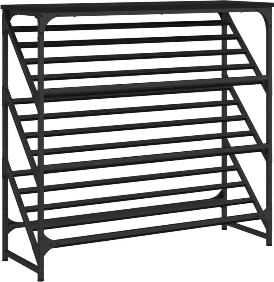 VidaXL -Schoenenrek-90x30x85-cm-bewerkt-hout-zwart