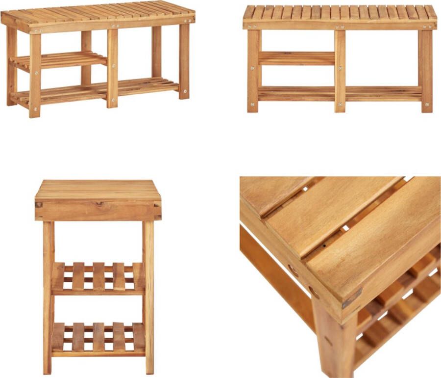 VidaXL Schoenenrek 90x32x46 cm massief acaciahout Schoenenrek Schoenenrekken Schoenenplank Schoenenplanken
