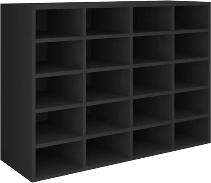 VidaXL Schoenenrek 92x30x67 5 cm bewerkt hout zwart - Foto 2