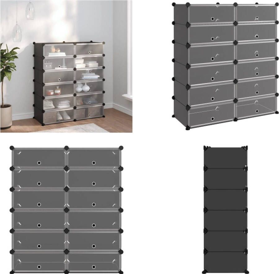 VidaXL Schoenenrek 94 5x36 5x106 cm polypropeen zwart Schoenenrek Schoenenrekken Opbergrek Voor Schoenen Schoenenstellage - Foto 2