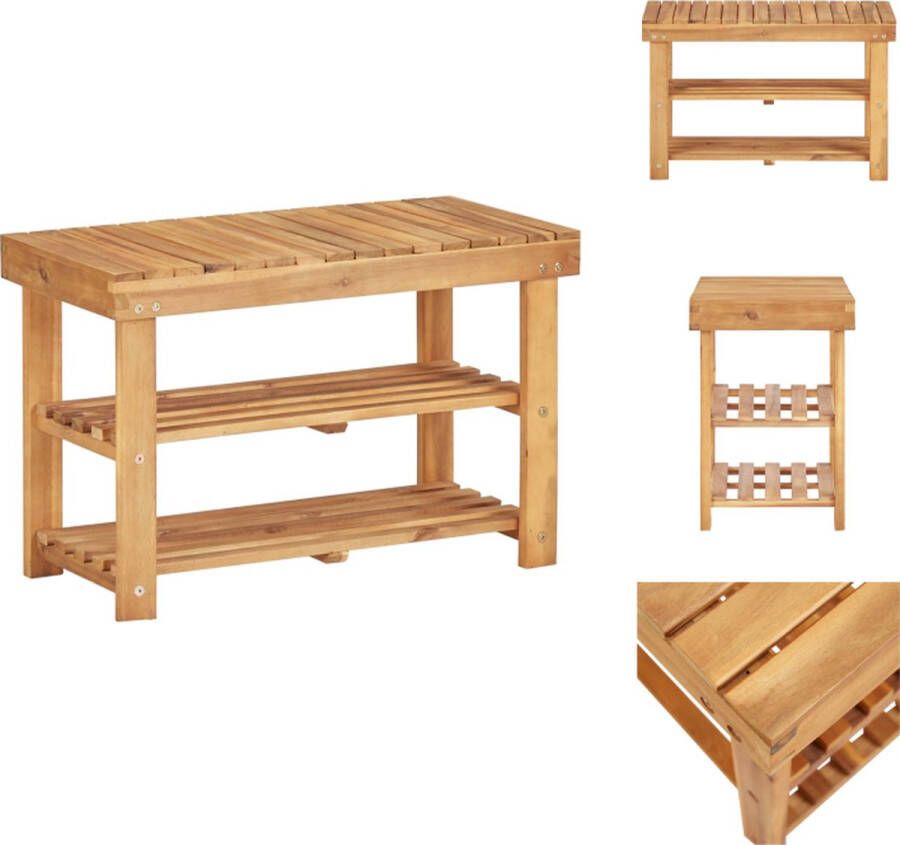 VidaXL Schoenenrek Schoenenrekken Schoenenplank Schoenenplanken Schoenenrek 70x32x46 cm massief acaciahout - Foto 2