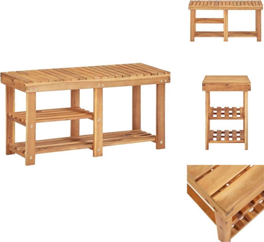 VidaXL Schoenenrek Schoenenrekken Schoenenplank Schoenenplanken Schoenenrek 90x32x46 cm massief acaciahout - Foto 2
