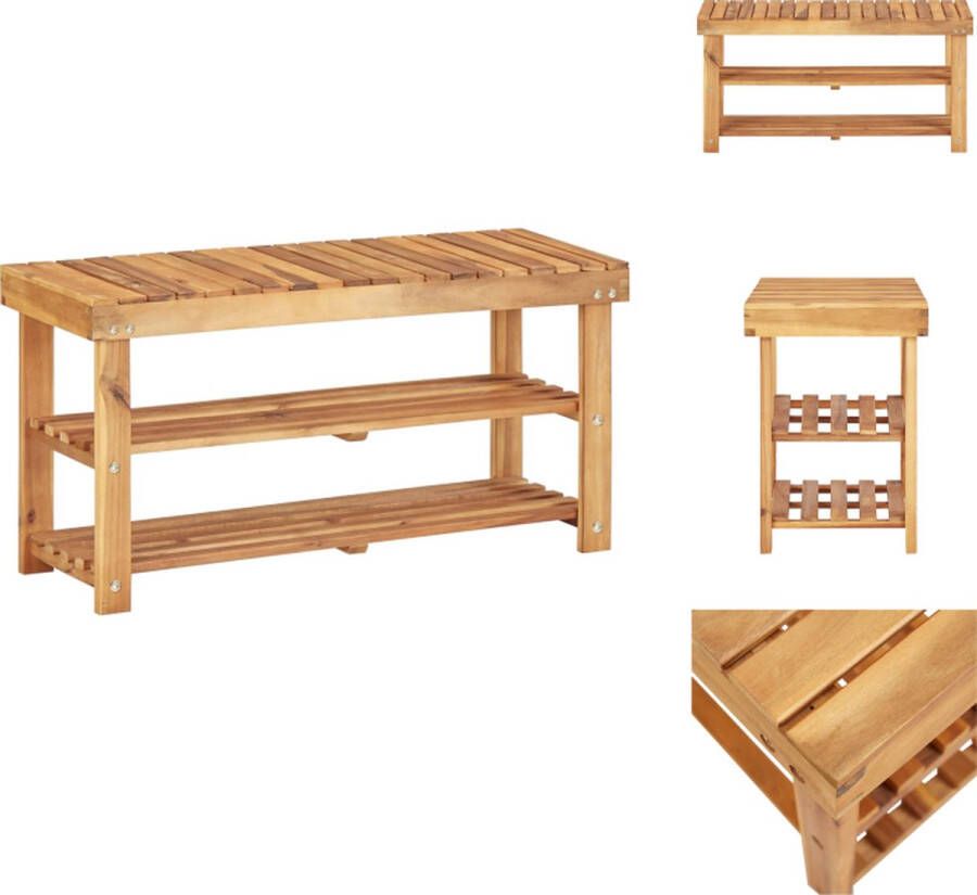 VidaXL Schoenenrek Schoenenrekken Schoenenplank Schoenenplanken Schoenenrek 90x32x46 cm massief acaciahout - Foto 2