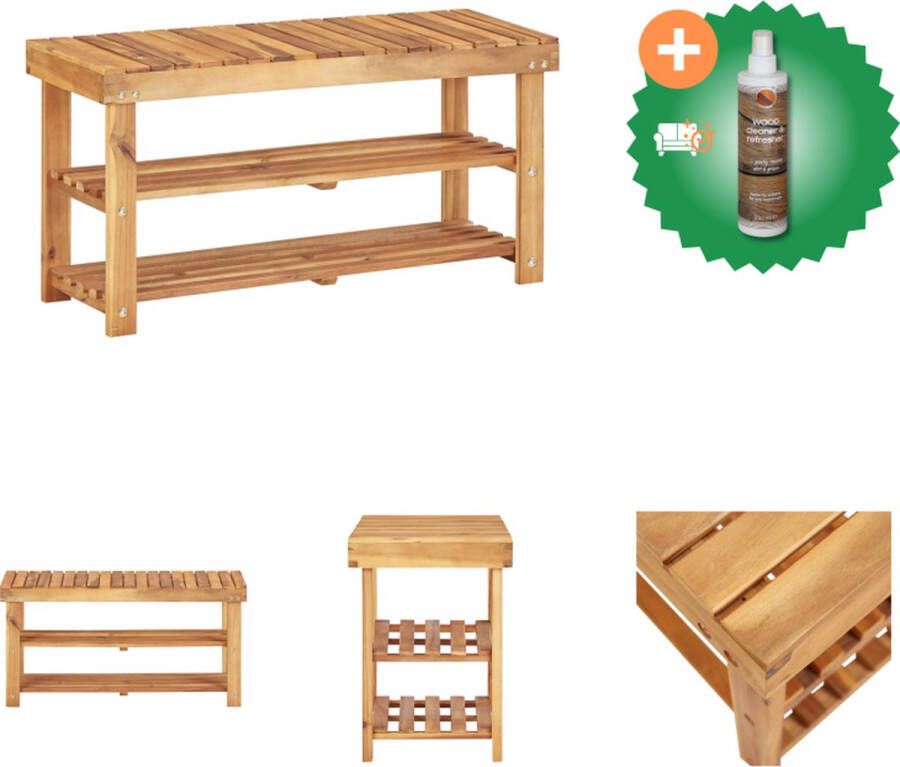 VidaXL Schoenenrek Acaciahout 90 x 32 x 46 cm Natuurlijke houtkleur Schoenenkast Inclusief Houtreiniger en verfrisser