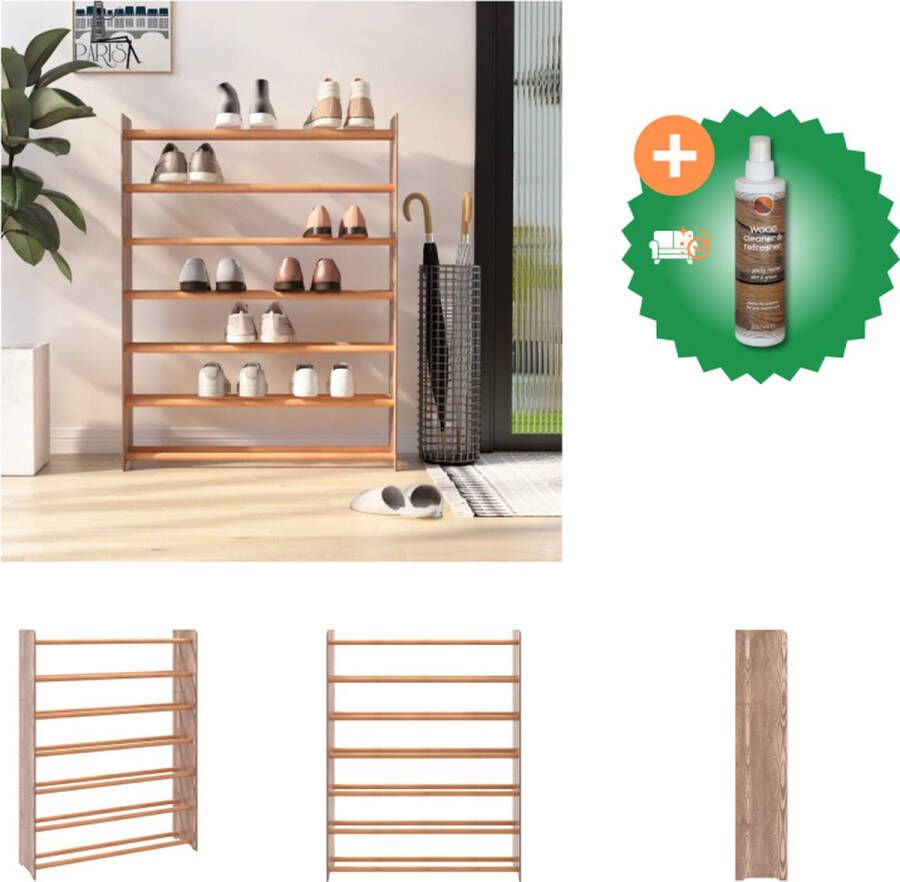 VidaXL Schoenenrek Afmeting- 90 x 24 x 117 cm Ken- Bruin hout geïmpregneerd grenen Schoenenkast Inclusief Houtreiniger en verfrisser