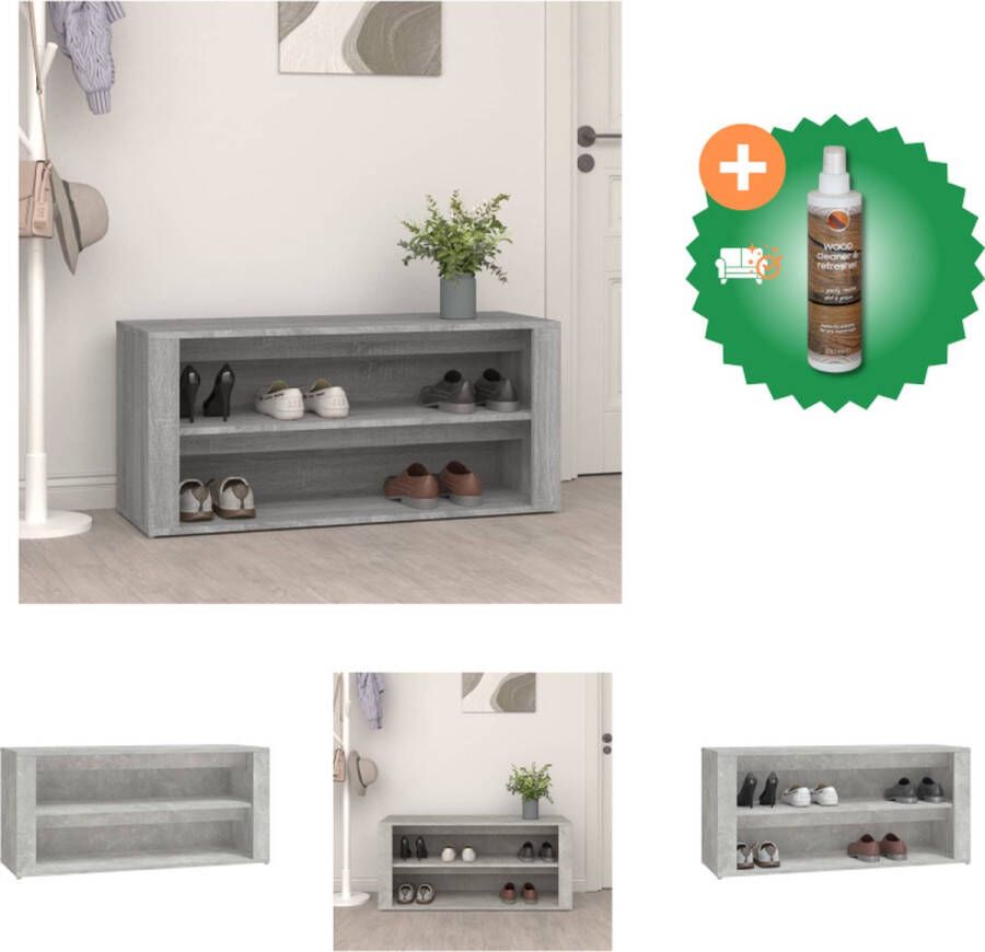 VidaXL Schoenenrek Betongrijs 100 x 35 x 45 cm Hoge Kwaliteit Schoenenkast Inclusief Houtreiniger en verfrisser