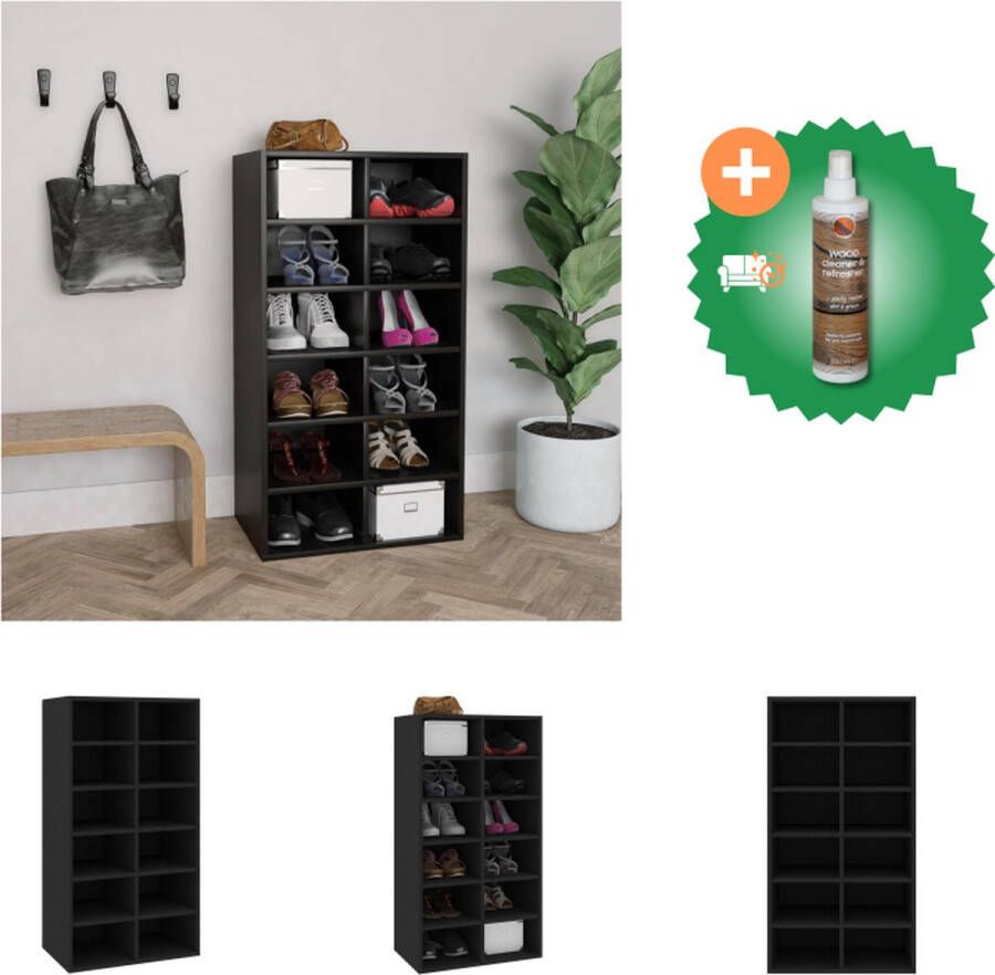 VidaXL Schoenenrek Bewerkt hout 54 x 34 x 100.5 cm Met 12 schappen Schoenenkast Inclusief Houtreiniger en verfrisser