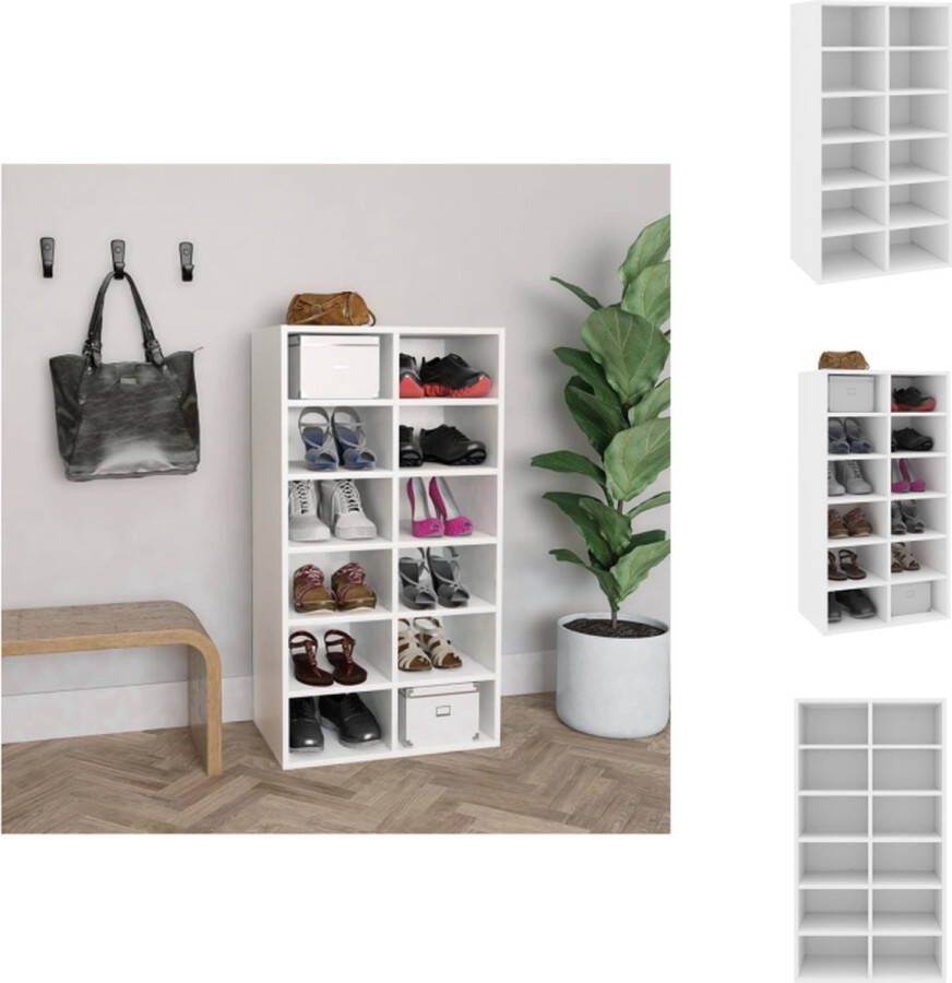 VidaXL Schoenrek Schoenrekken Schoenorganiser Schoenorganisers Schoenenrek 54x34x100 5 cm bewerkt hout wit