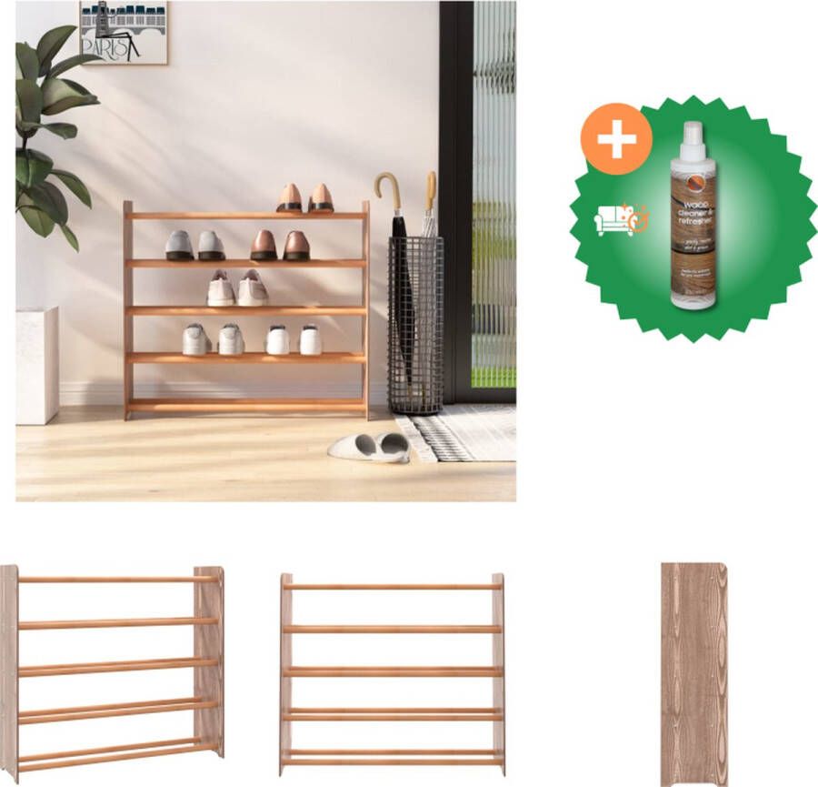 VidaXL Schoenenrek Bruin 90x24x81 cm Handgeschilderd Schoenenkast Inclusief Houtreiniger en verfrisser