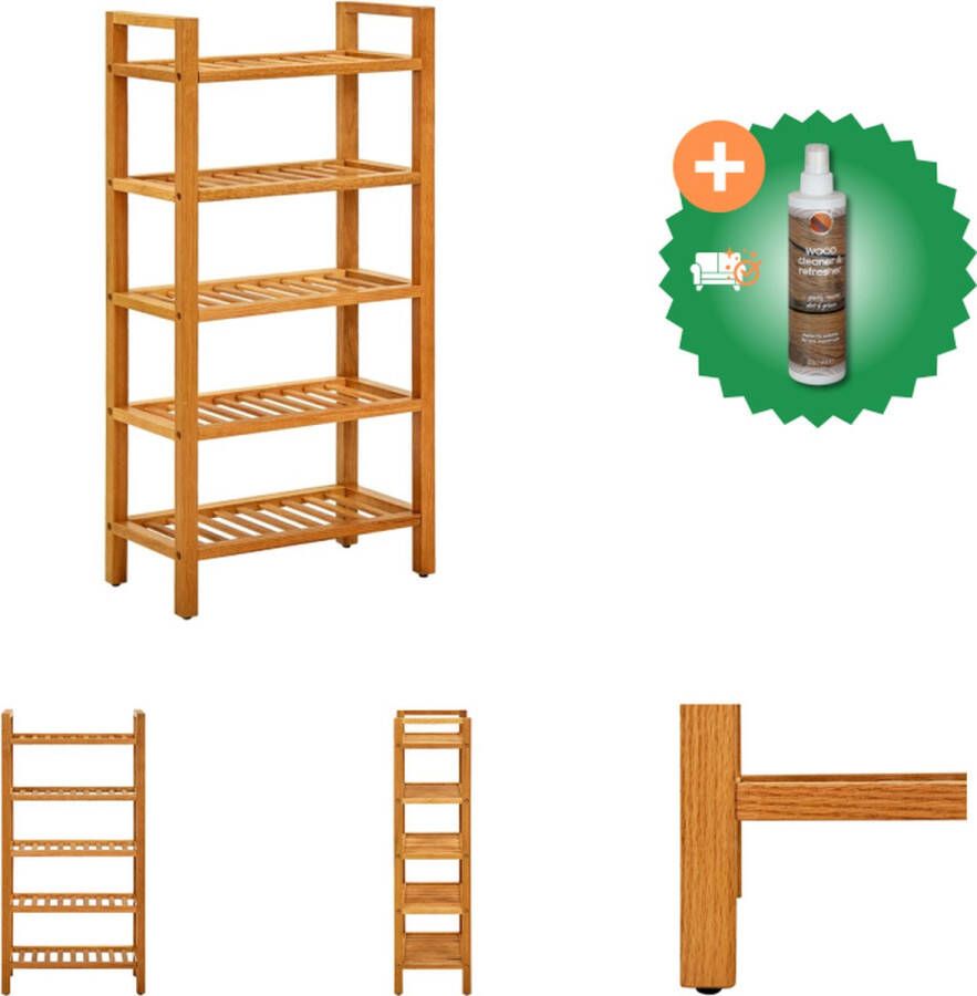 VidaXL Schoenenrek met 5 schappen 50x27x100 cm massief eikenhout Schoenenkast Inclusief Houtreiniger en verfrisser