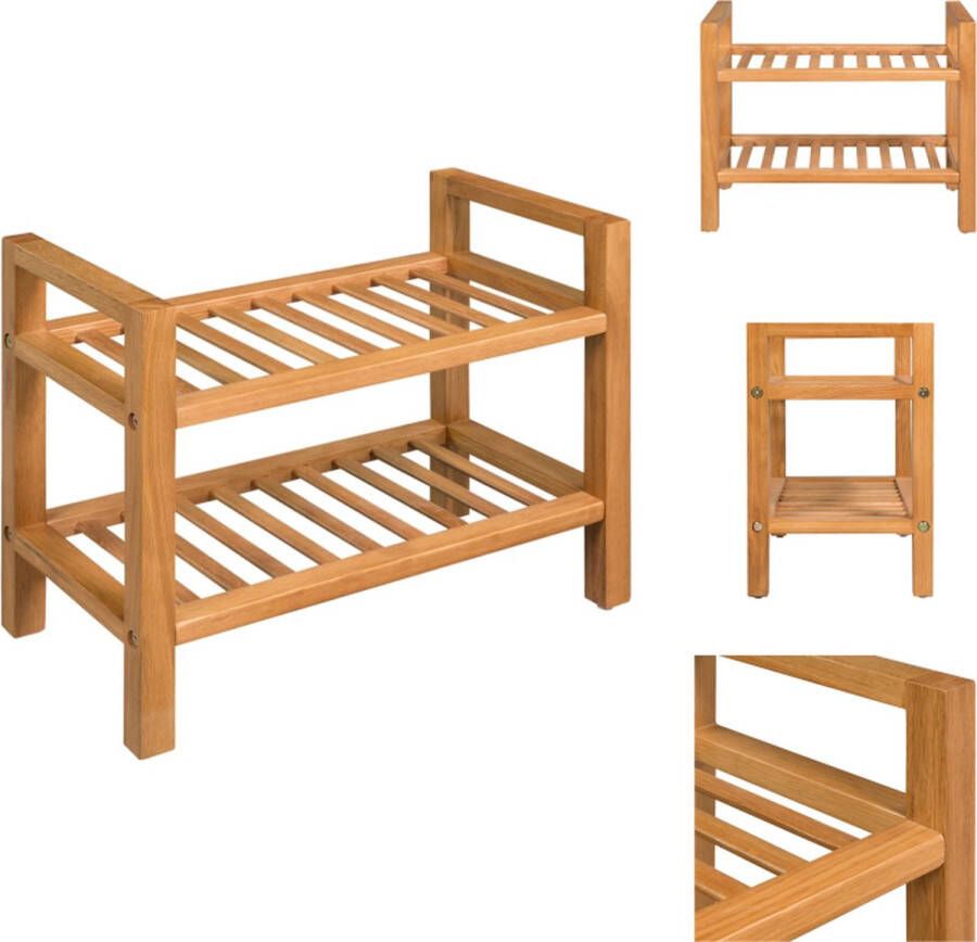 VidaXL Schoenrek Schoenrekken Schoenorganiser Schoenorganisers Schoenenrek met 2 schappen 50x27x40 cm massief eikenhout