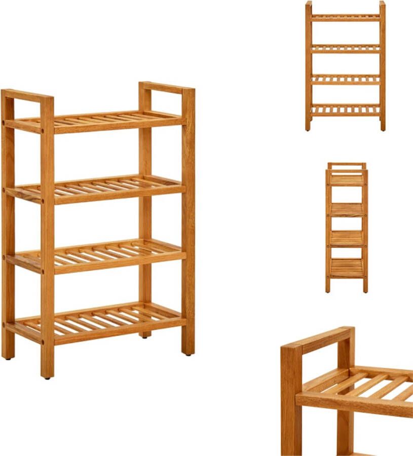 VidaXL Schoenrek Schoenrekken Schoenorganiser Schoenorganisers Schoenenrek met 4 schappen 50x27x80 cm massief eikenhout - Foto 2