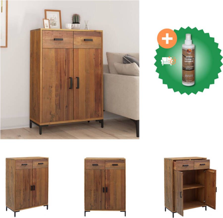 VidaXL Schoenenrek Gerecycled grenenhout 75 x 40 x 110 cm Vintage industriële uitstraling Schoenenkast Inclusief Houtreiniger en verfrisser