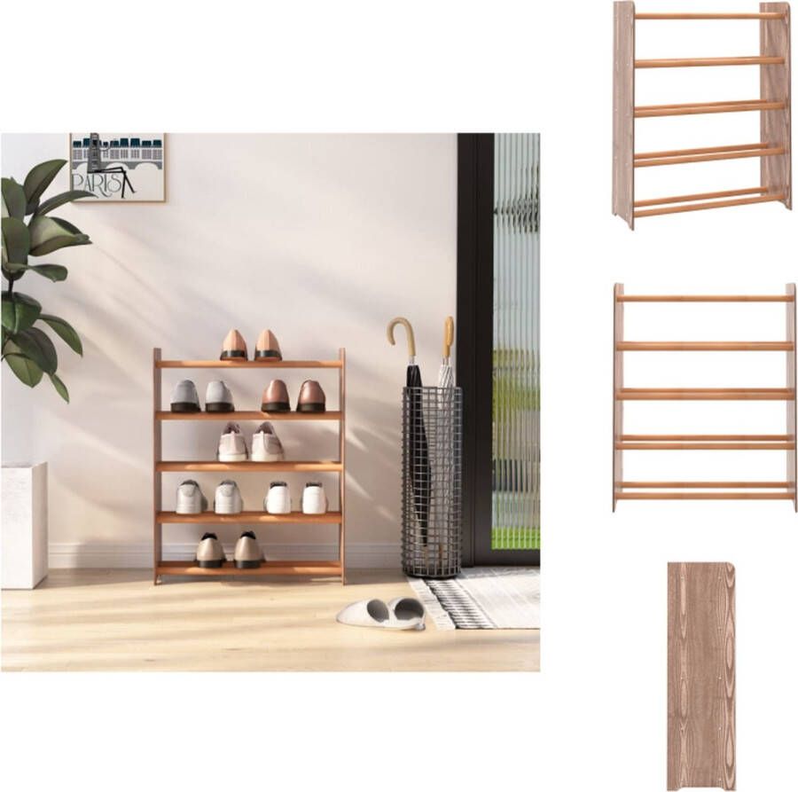 VidaXL Schoenenrek Schoenenrekken Opbergrek Voor Schoenen Schoenenstellage Schoenenrek 65x24x81 cm bewerkt hout bruin