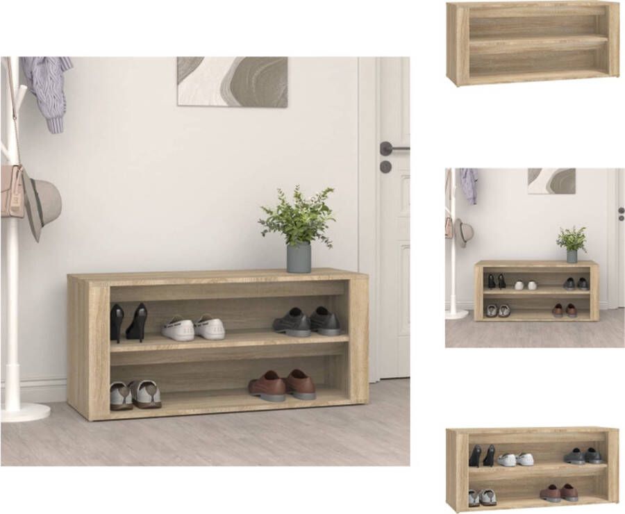 VidaXL Schoenenrek Schoenenrekken Opbergrek Voor Schoenen Schoenenstellage Schoenenrek 100x35x45 cm bewerkt hout sonoma eikenkleurig