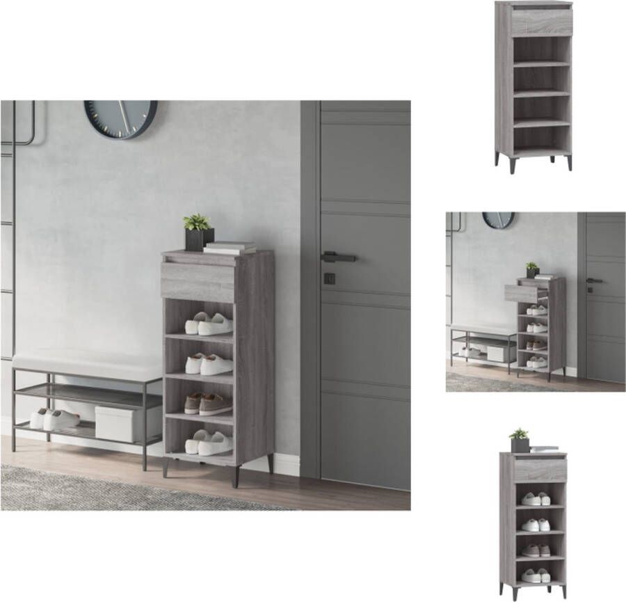 VidaXL Schoenenrek Schoenenrekken Opbergrek Voor Schoenen Schoenenopbergkast Schoenenrek 40x36x105 cm bewerkt hout grijs sonoma eikenkleurig