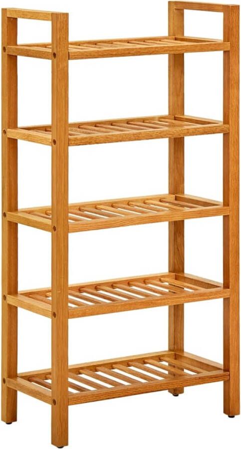 VidaXL -Schoenenrek-met-2-schappen-100x27x40-cm-massief-eikenhout - Foto 4