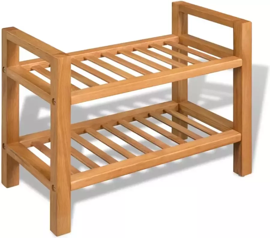 VidaXL -Schoenenrek-met-2-schappen-50x27x40-cm-massief-eikenhout