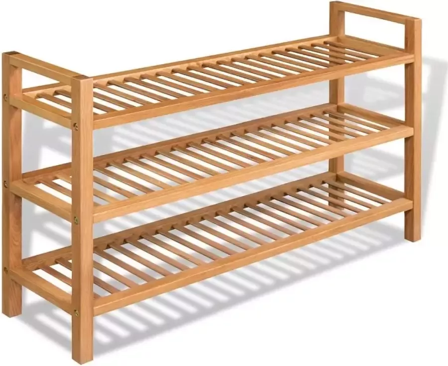 VidaXL -Schoenenrek-met-3-schappen-100x27x60-cm-massief-eikenhout