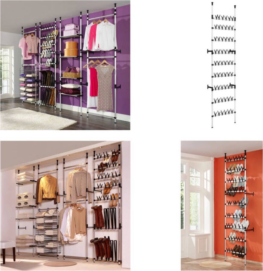 VidaXL Schoenenrek met stangen telescopisch aluminium Schoenenrek Schoenenrekken Telescopisch Schoenenrek Telescopische Schoenenrekken