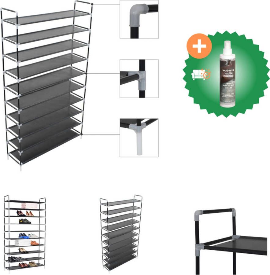 VidaXL Schoenenrek Minimalistisch 100 x 29.5 x 170 cm Kleur- Zwart Schoenenkast Inclusief Reiniger