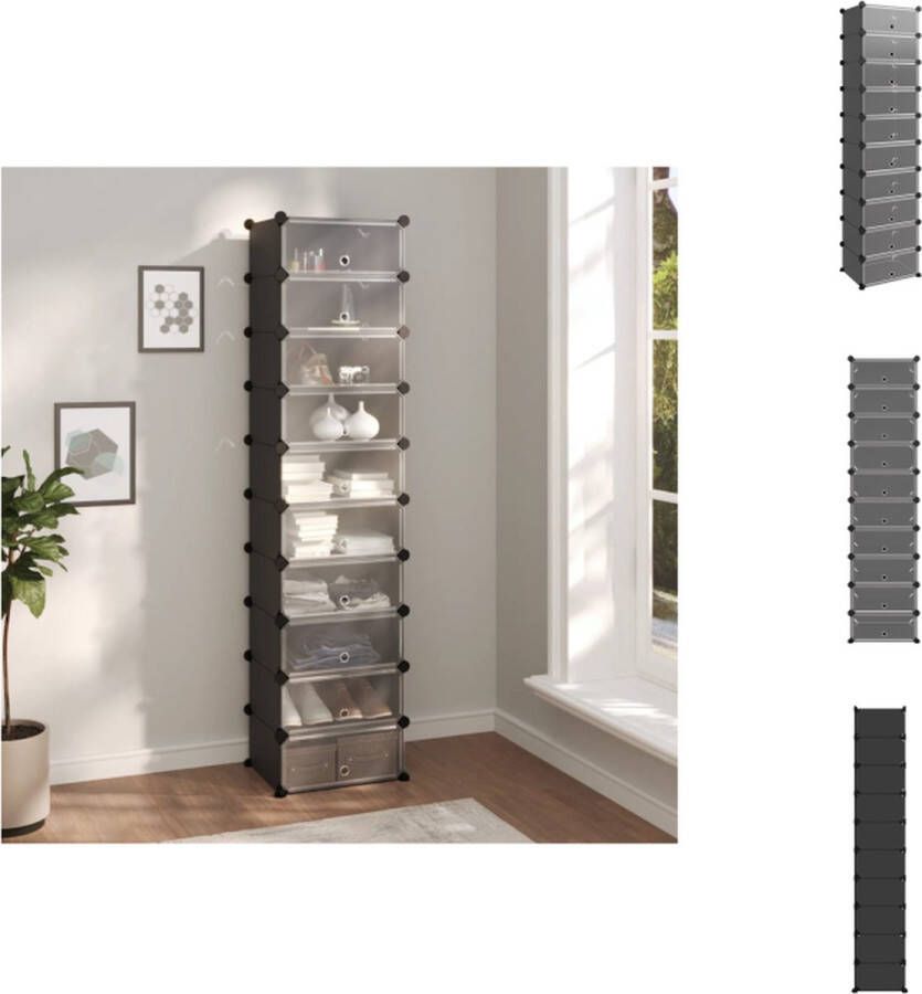 VidaXL Schoenenrek Schoenenrekken Opbergrek Voor Schoenen Schoenenstellage Schoenenrek 44x32x174 cm polypropeen zwart - Foto 2