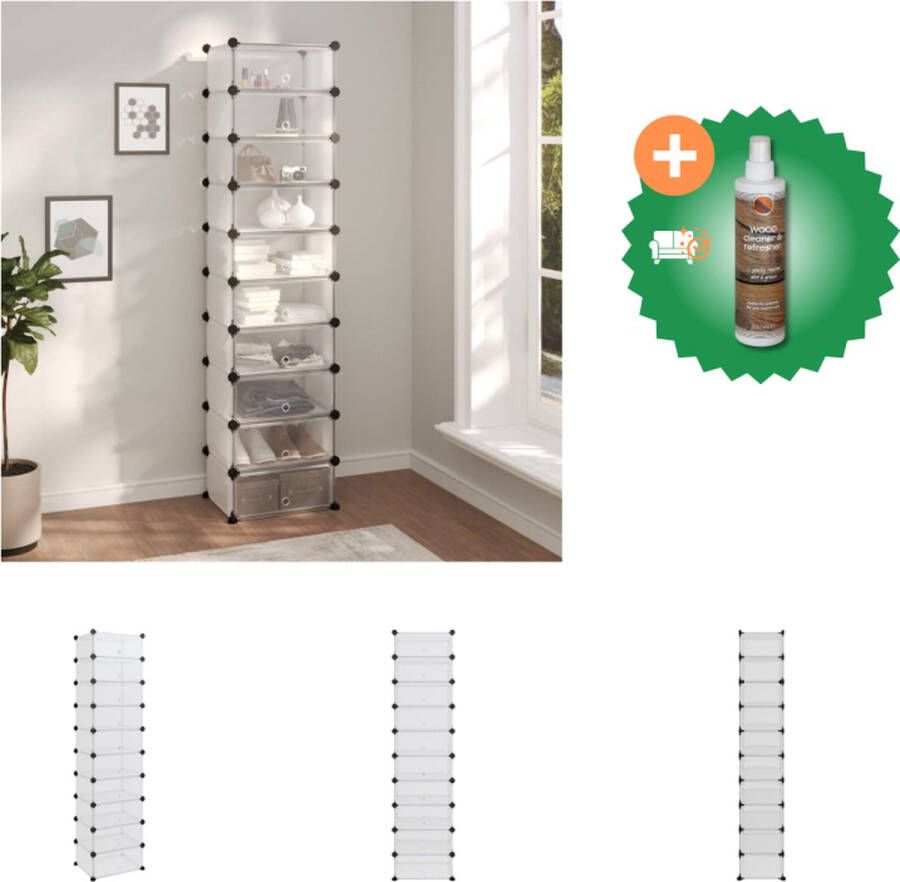 VidaXL Schoenenrek opbergoplossing 44x32x174 cm PP en staal transparant Schoenenkast Inclusief Houtreiniger en verfrisser - Foto 2