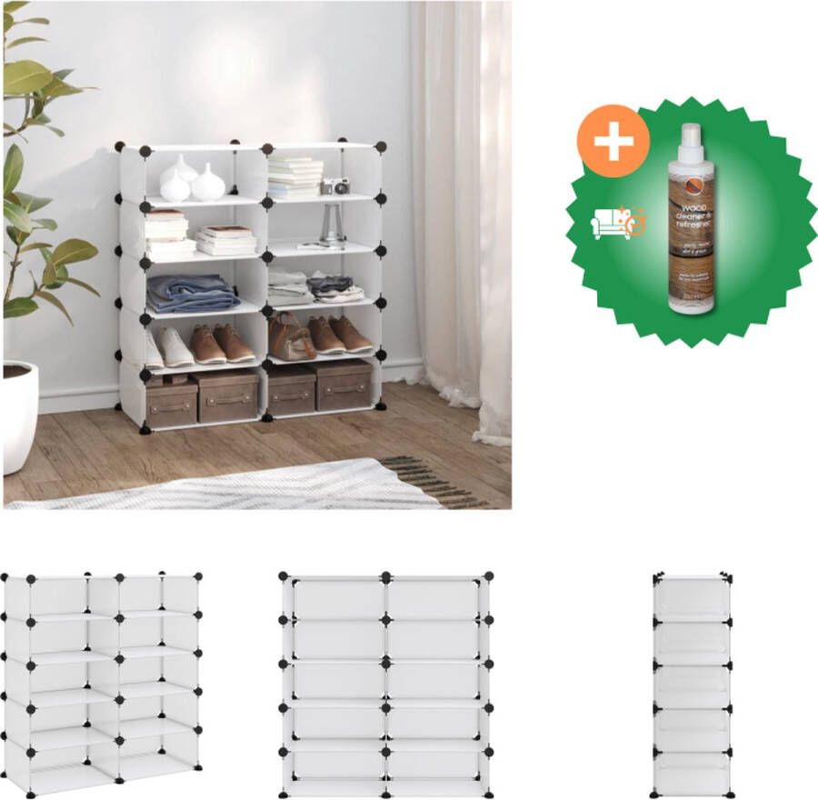 VidaXL Schoenenrek opbergoplossing 84 x 32 x 88.5 cm transparant PP staal Schoenenkast Inclusief Houtreiniger en verfrisser