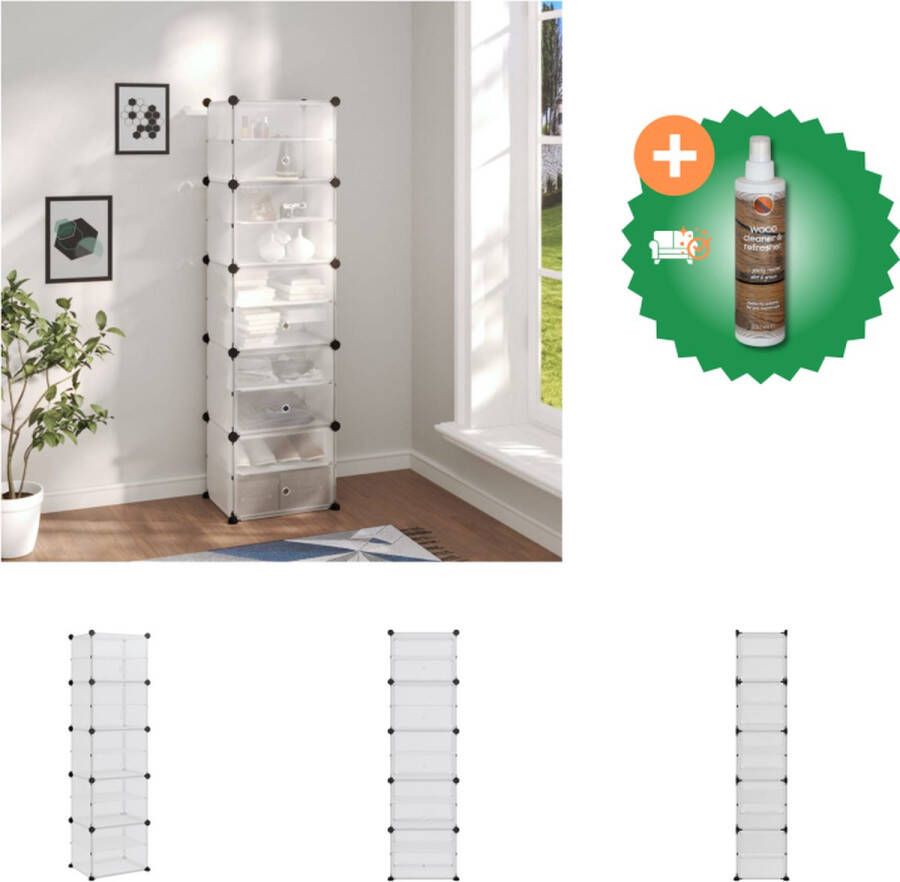 VidaXL Schoenenrek Opbergrek Transparant 44x31.5x153.5cm Waterdicht en Stevig Eenvoudige Montage 10kg draagvermogen Multifunctioneel Schoenenkast Inclusief Houtreiniger en verfrisser