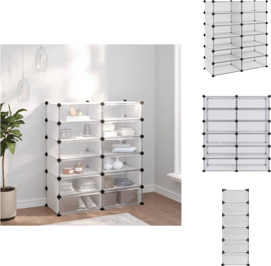 VidaXL Schoenenrek Schoenenrekken Opbergrek Voor Schoenen Schoenenstellage Schoenenrek 94 5x36 5x106 cm polypropeen transparant - Foto 2