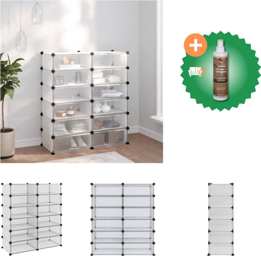 VidaXL Schoenenrek Transparant 94.5 x 36.5 x 106 cm Multifunctioneel Schoenenkast Inclusief Houtreiniger en verfrisser