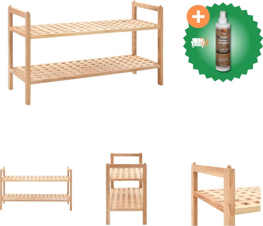 VidaXL Schoenenrek Walnoten Hout 69 x 26 x 40 cm 2 Schappen Schoenenkast Inclusief Houtreiniger en verfrisser