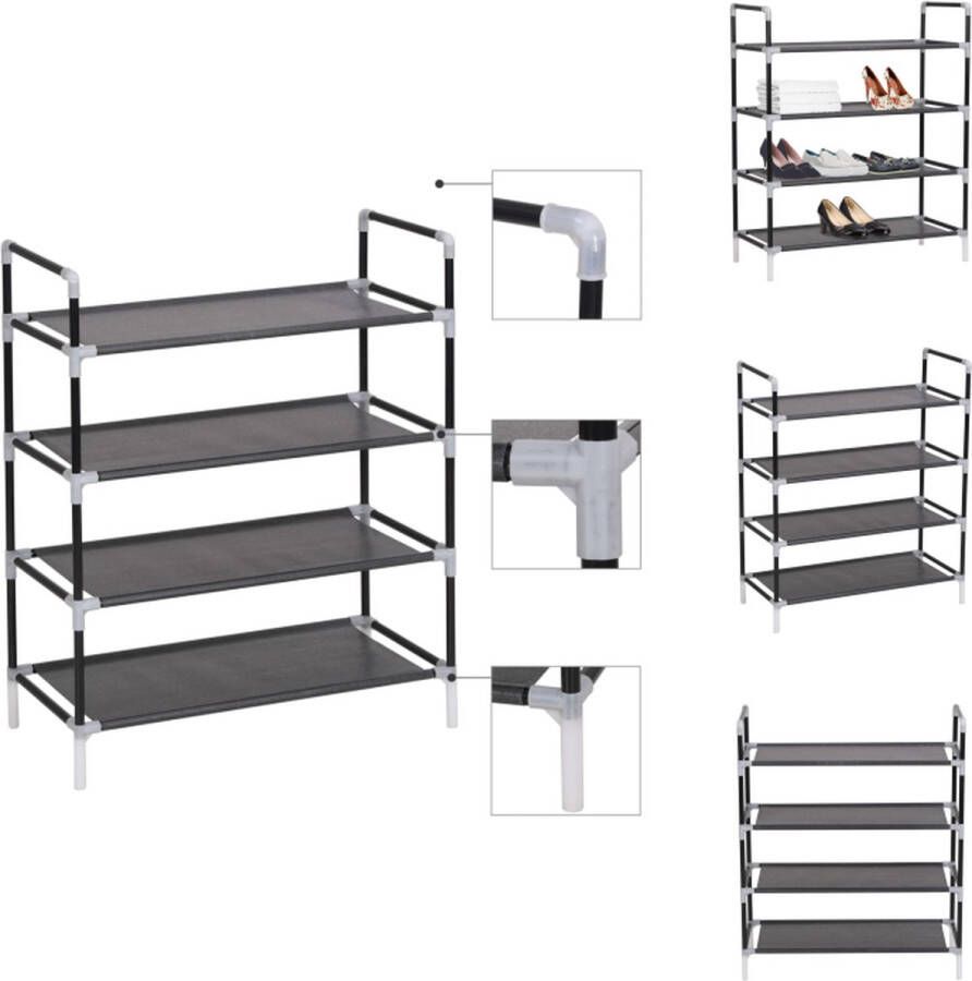 VidaXL Schoenenrek Zwart 60 x 29 x 67 cm Milieuvriendelijk Eenvoudig te monteren Schoenenkast