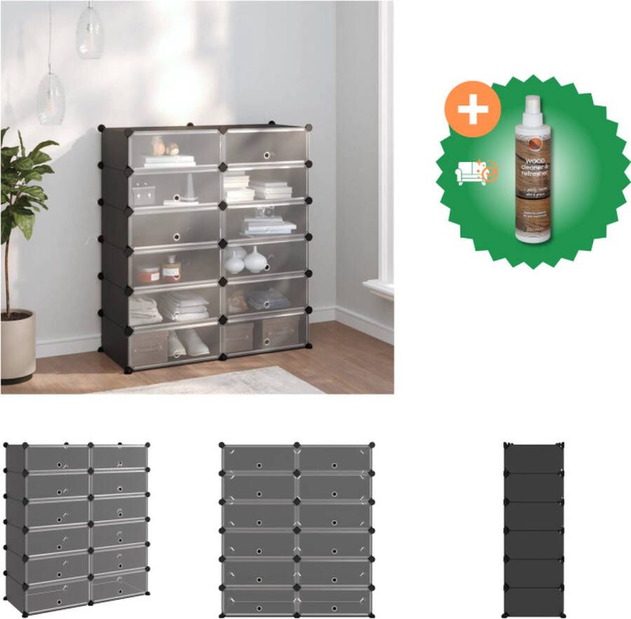 VidaXL Schoenenrek Zwart Opbergoplossing 94.5 x 36.5 x 106 cm Polypropeen en staal Schoenenkast Inclusief Houtreiniger en verfrisser - Foto 2