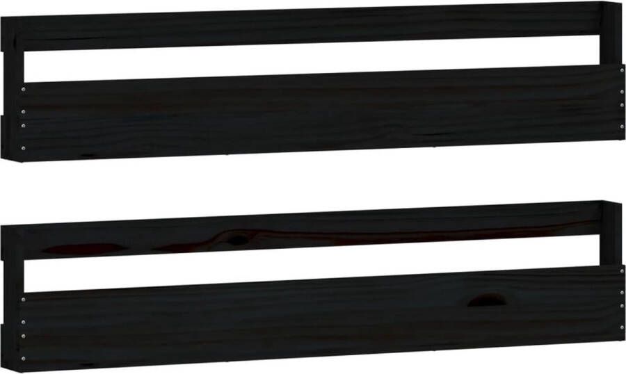 vidaXL -Schoenenrekken-2-st-110x9x23-cm-massief-grenenhout-zwart