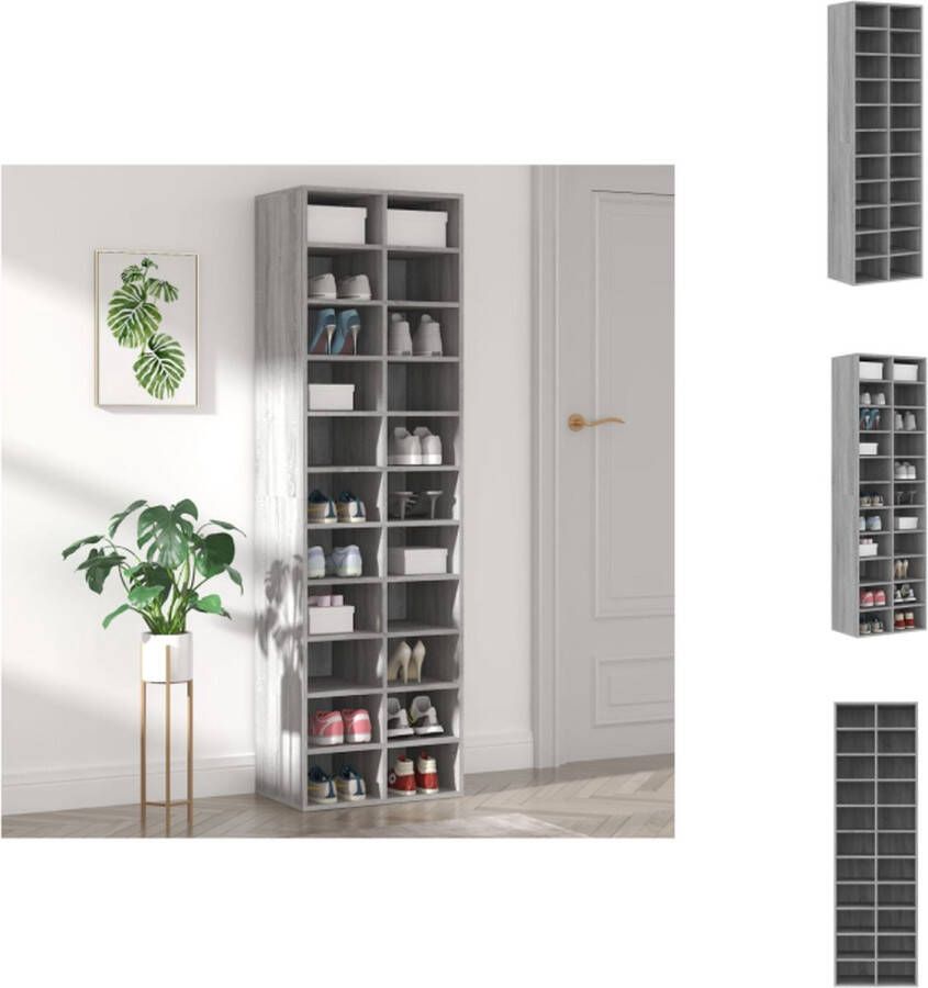 VidaXL Schoenenrek Schoenenrekken Opbergrek Voor Schoenen Schoenenstellage Schoenenkast 54x34x183 cm bewerkt hout grijs sonoma eikenkleur