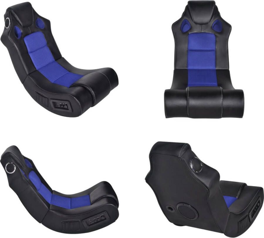 VidaXL Schommelstoel met muziek kunstleer zwart en blauw Schommelstoel Schommelstoelen Schommel Stoel Schommel Stoelen