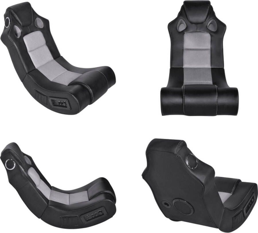 VidaXL Schommelstoel met muziek kunstleer zwart en grijs Schommelstoel Schommelstoelen Schommel Stoel Schommel Stoelen