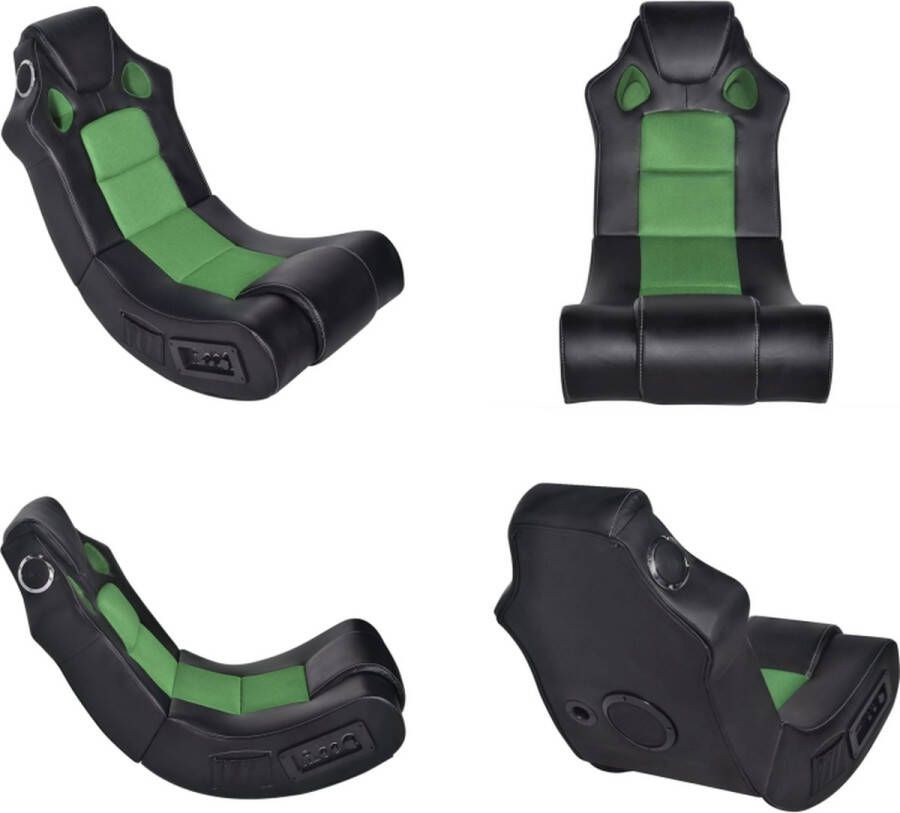 VidaXL Schommelstoel met muziek kunstleer zwart en groen Schommelstoel Schommelstoelen Schommel Stoel Schommel Stoelen