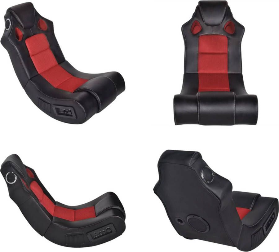 VidaXL Schommelstoel met muziek kunstleer zwart en rood Schommelstoel Schommelstoelen Schommel Stoel Schommel Stoelen