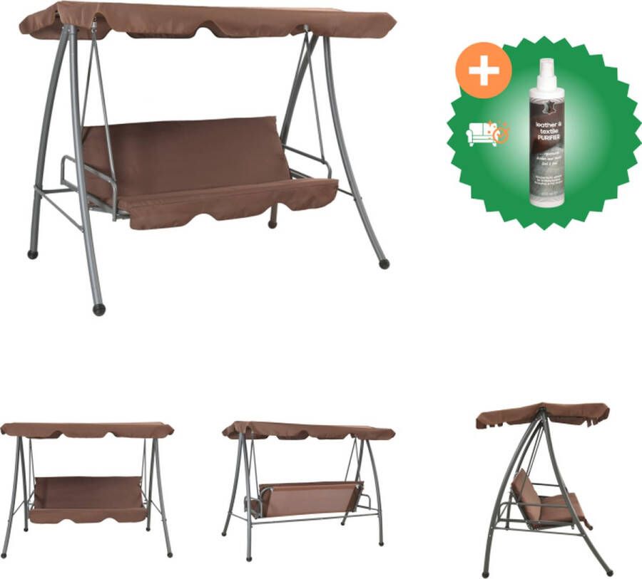 VidaXL Schommelstoel voor buiten met luifel koffiekleur Schommelbank Inclusief Reiniger